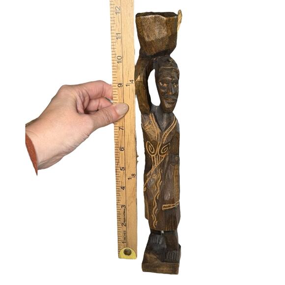 Vintage African Tribal Woman Carved Wooden Statue 12" Figure Folk Art Sculpture - Picture 13 of 13